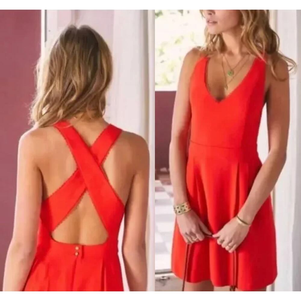 Sezane Red Mini Dress with Cross Back